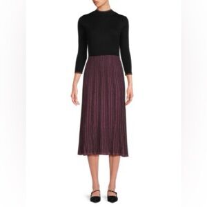 NWT Nanette Lepore Pleated Midi Sweater Dress L